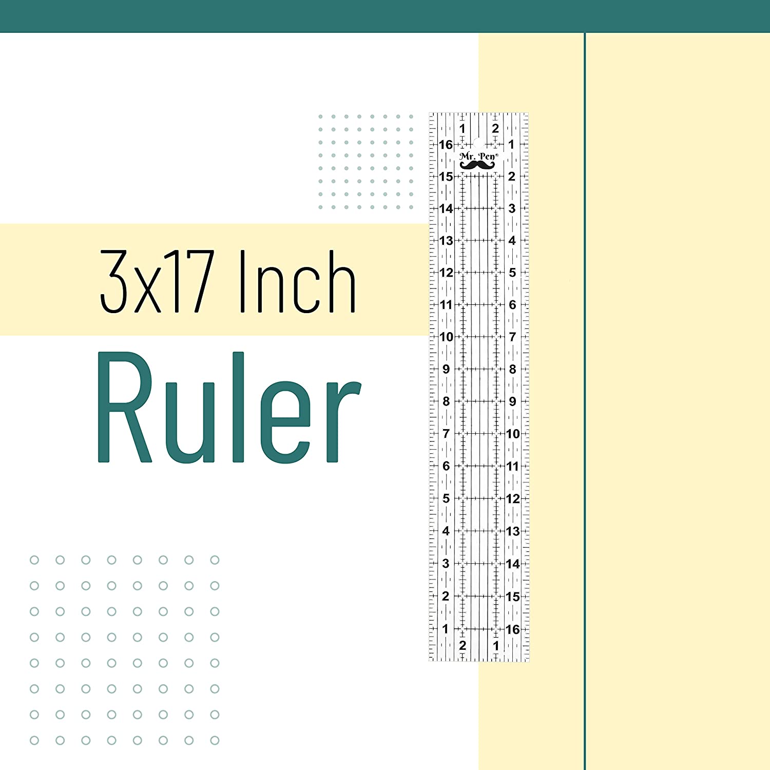 Mr. Pen- Sewing Ruler, 3 x17 Inch, Acrylic Ruler, Quilting Ruler, Cutting  Ruler